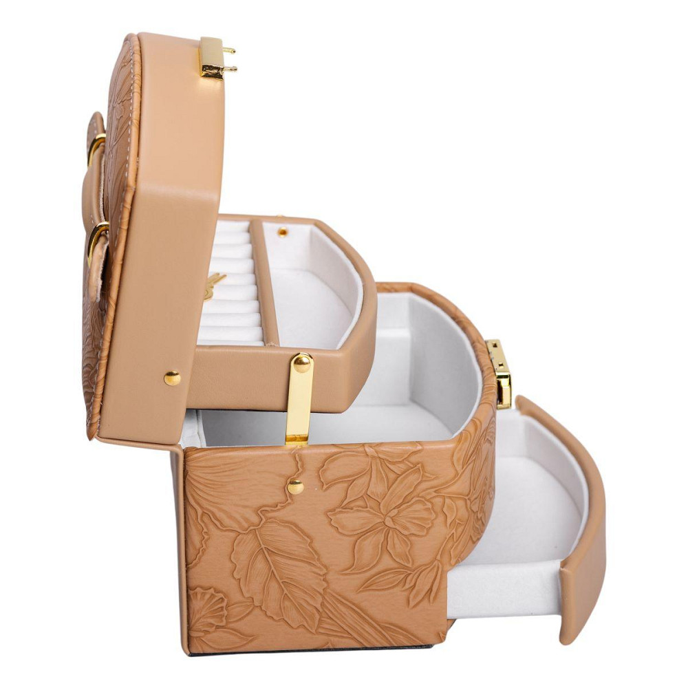 Шкатулка для прикрас з еко-шкіри, 3 яруси, з замком Київ - фото 3