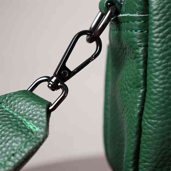 Яскрава жіноча сумка з накладною кишенею з натуральної шкіри Зелена (Vintage) Київ