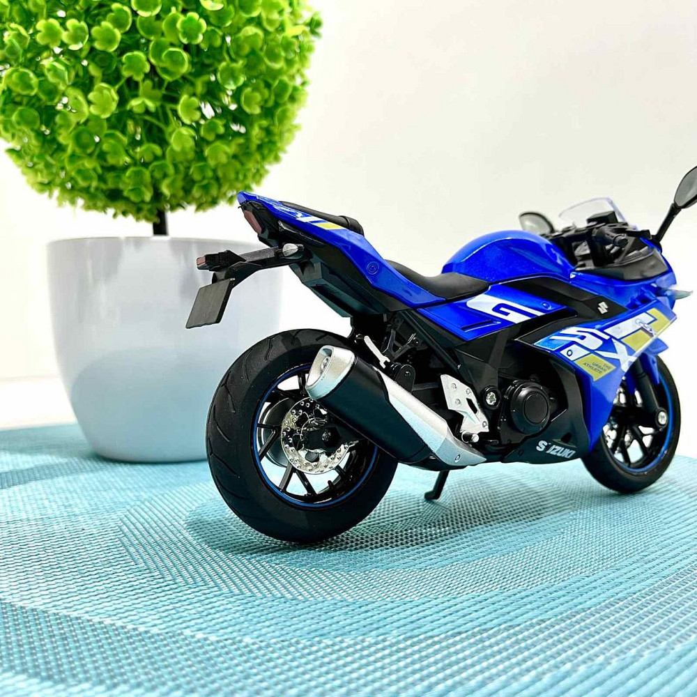 Мотоцикл металопластиковий звуки підсвічування гумові шини рухомі елементи 1:12 Синій (BG 69-325) Чернігів - фото 9