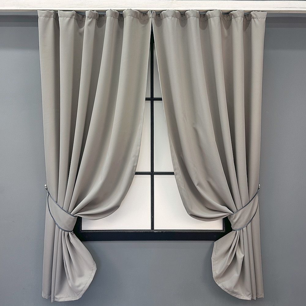 Комплект коротких штор VR-Textil Блекаут Midnight № 1672ш Сіро-бежевий 140х170 см 2 шт (35-0336) Київ - фото 1