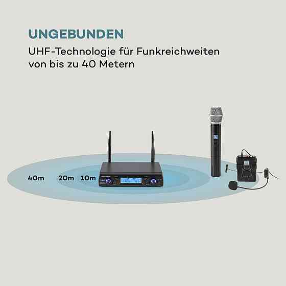 UHF200C-HB 2-канальний набір бездротових мікрофонів UHF Ручний мікрофон-приймач + передавач + гарнітура 1 Рівне