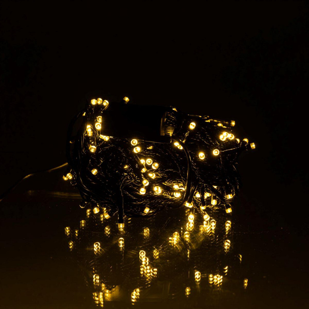 Новорічна гірлянда кімнатна нитка 18 м 180 LED кімнатна гірлянда чорний провід Жовте світло W180LED18MBY Київ - фото 3