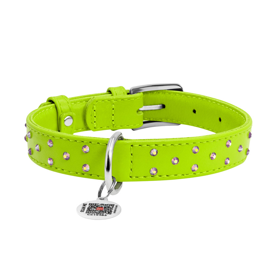 Нашийник для собак шкіряний WAUDOG Glamour з QR паспортом, з клейовими стразами, Ш 25 мм, Дов 3 Коломыя - изображение 3