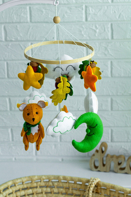 Дитячий музичний мобіль на ліжечко для немовлят WooolyWool «Білочка» з 35 мелодіями Київ - фото 9