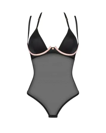 Прозоре боді Obsessive Selinne teddy XL/2XL Black, дрібна сітка, подвійні бретелі Львів