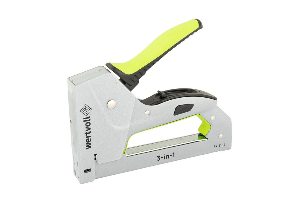 Степлер ресорний WERTVOLL 3-В-1 скоба R53 4-14мм/шпилька 14 мм/цвях 14 мм корпус метал/ергоном TPR FX-1104 Коломыя - изображение 6