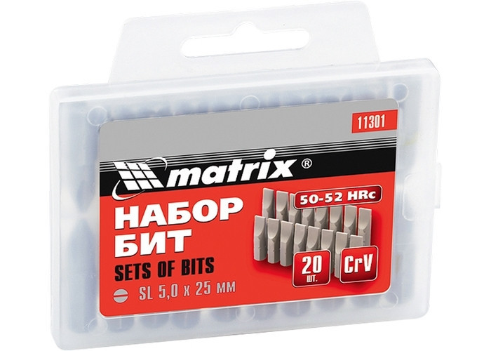 Набір біт Ph2 x 25 мм, сталь 45Х, 20 шт. в пласт. боксі MATRIX Полтава - фото 1