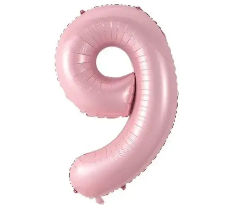 Цифра фольгирована 9 розовая  30
