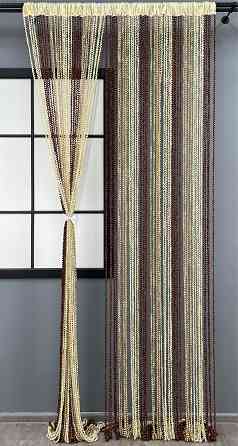 Шторы-нити спираль с люрексом Бежевый с коричневым 300х300см 1 шт (61-074) Киев