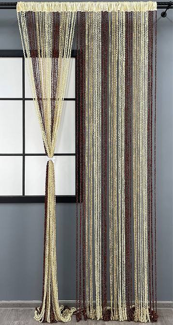 Шторы-нити спираль с люрексом Бежевый с коричневым 300х300см 1 шт (61-074) Киев - изображение 2