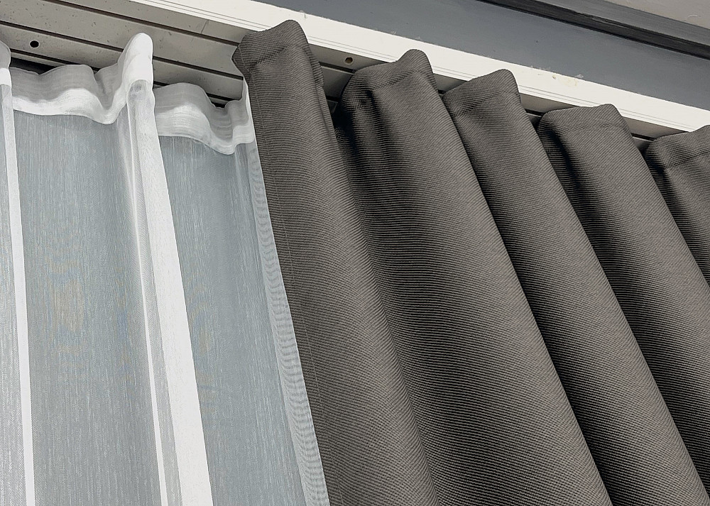 Комплект штор VR-Textil рогожка преміум TERRA LUXE 150х270 2шт і Тюль 400х270 1856ш-1704т Темно-сірий з білим 71-110/3 Київ - фото 8