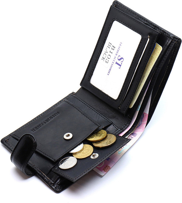 Стильне шкіряне портмоне ST Leather В 103 Чорний Київ - фото 16