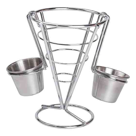 Корзинка для картошки фри и снеков с 2 соусниками 50 мл конусная 15х15х13.5 см HP-19-7 Киев