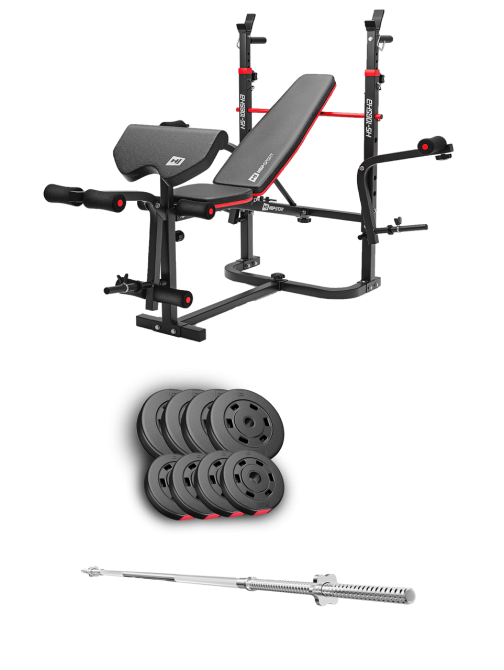 Набір Hop-Sport Premium 39кг з лавою HS-1065HB Pro та штангою Киев - изображение 1