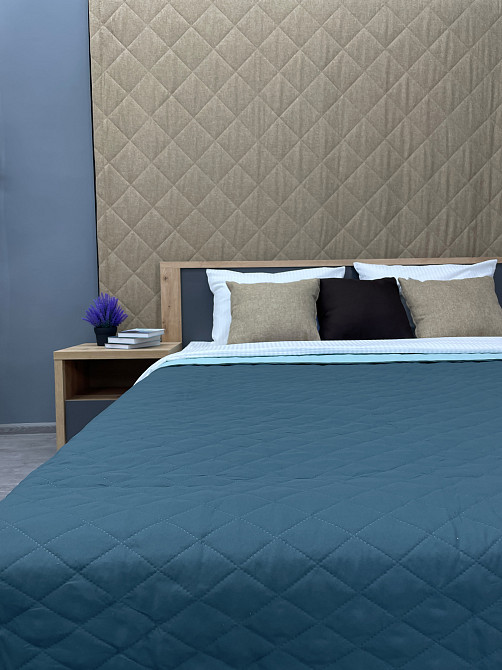 Покрывало двустороннее Decorator Microfiber ромб 140х215 см синий с голубым (85-006) Киев - изображение 4