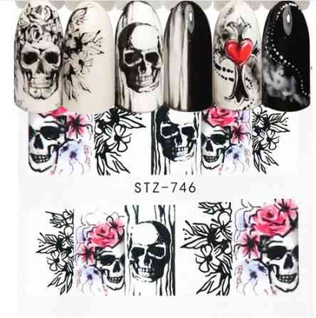 Слайдери Хелловін для нігтів Черепа 5 на 6 см різнобарвний Київ