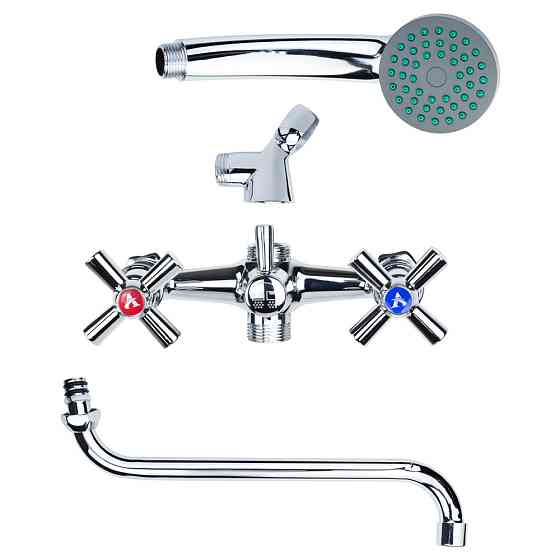 AQUATICA Смеситель PM 1/2" для ванны гусак изогнутый дивертор встроенный шаровый AQUATICA PM-5C Коломыя