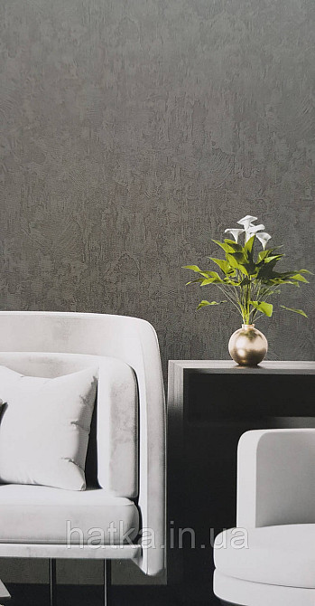 Шпалери вінілові на флізеліні AdaWall Omega1.06х10 під шкіру структурні щільні чорні 23213-6 Київ - фото 4
