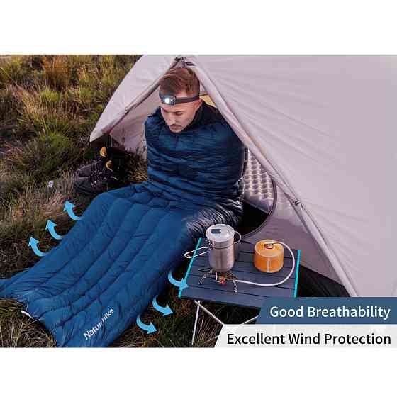Спальний мішок з натуральним пухом Naturehike CWM295 CNK2300SD013, блакитний Киев