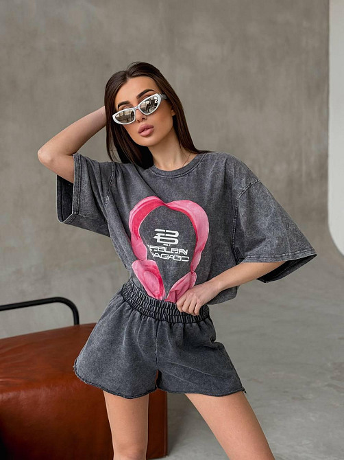 Женская стильная оверсайз футболка в технике тай-дай с накатом трикотаж - 100% хлопок Одесса - изображение 6