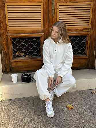 Женский теплый базовый костюм двойка из двухстороннего флиса. Молочный, 46/48 Одесса