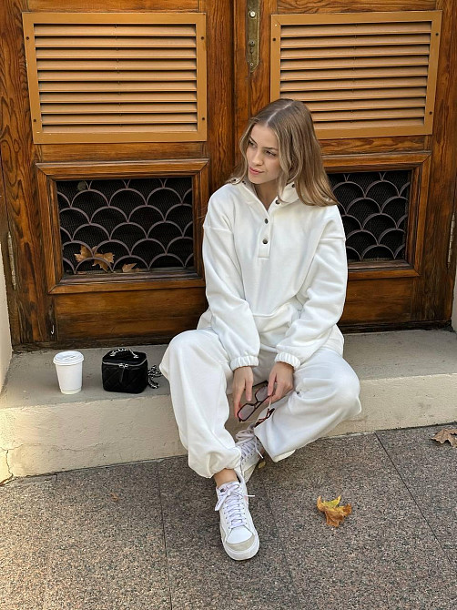 Женский теплый базовый костюм двойка из двухстороннего флиса. Молочный, 46/48 Одесса - изображение 6