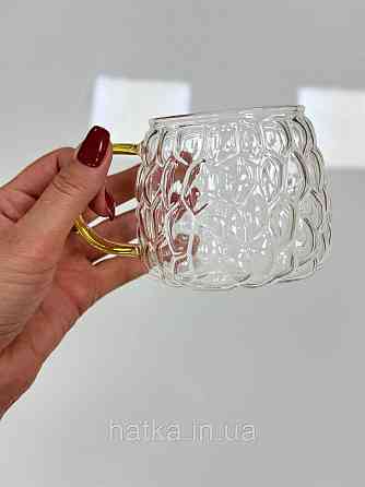 Кухоль чашка Olens "Розсвіт" 450 мл 8030-272 прозорий із жовтою ручкою Київ