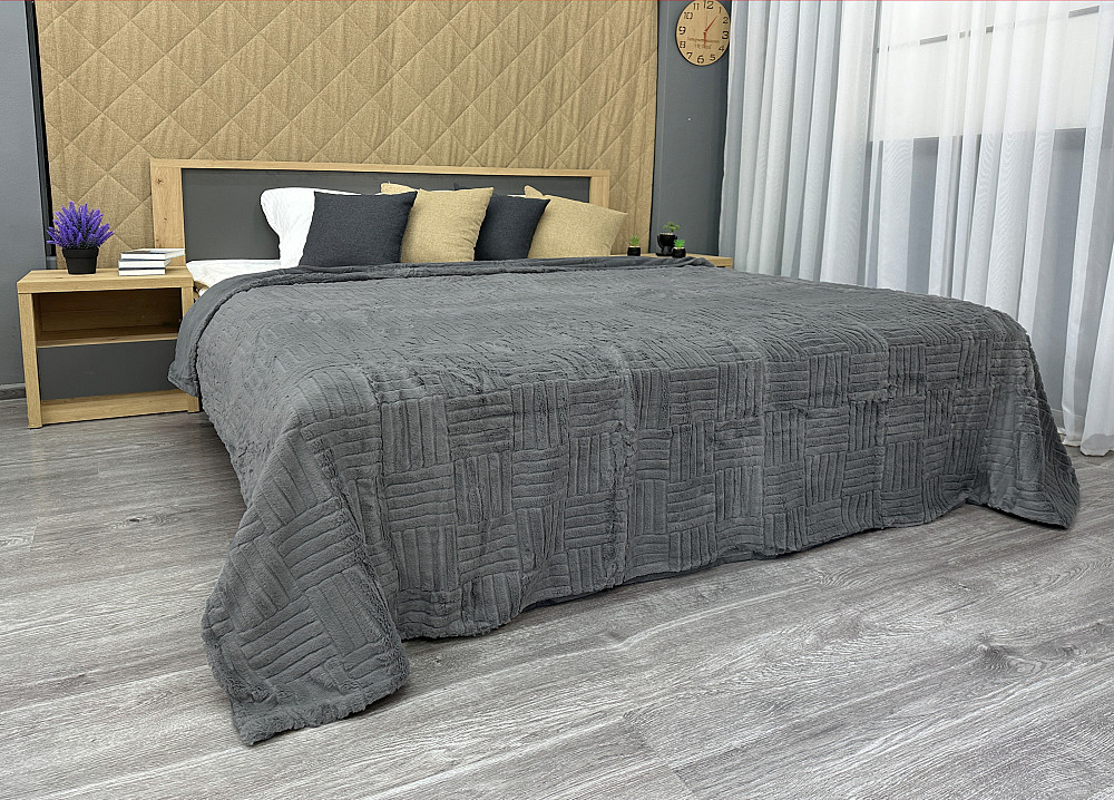 Плед-покрывало Премиум 220х240 см (+-5см) Серый (87-225) Киев - изображение 4