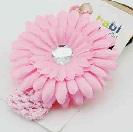 Світло-рожева дитяча пов'язка з квіткою - розмір універсальний (на резинці), квітка 11см Київ