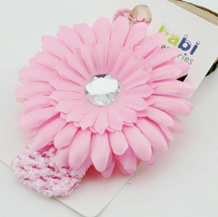 Детская повязка с цветком светло-розовая - размер универсальный (на резинке), цветок 11см Киев - изображение 1