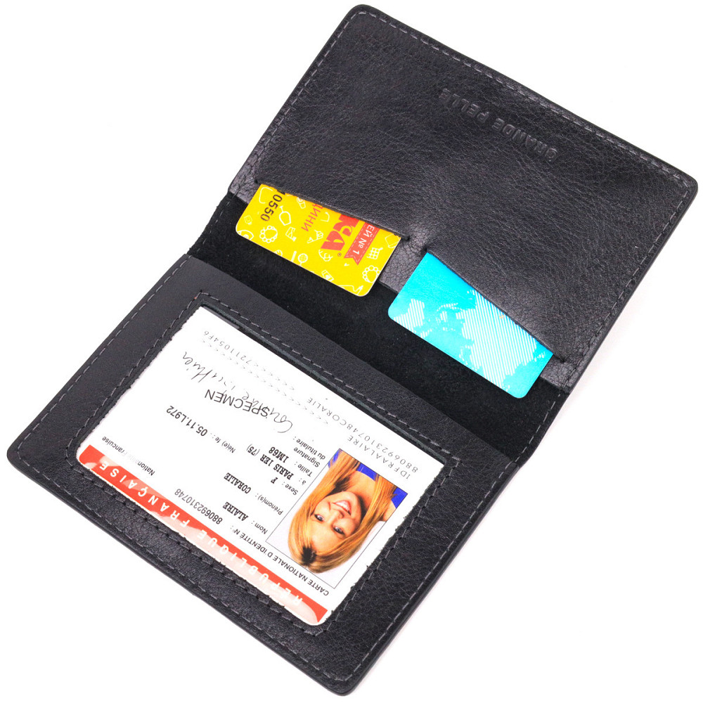 Обложка из глянцевой кожи на военный билет Тризуб ЗСУ GRANDE PELLE 16746 Черная Киев - изображение 6