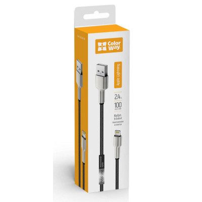 Дата кабель USB 2.0 AM to Lightning 1.0m head metal black ColorWay (CW-CBUL046-BK) Винница - изображение 7