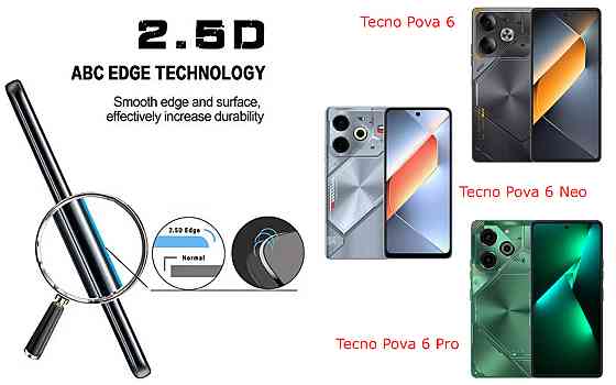 Захисне скло ArmorGlass для Tecno Pova 6, Pova 6 Neo, Pova 6 Pro – стійке до подряпин та ударів Київ