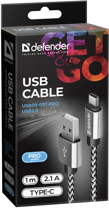 Кабель USB 2.0 AM-Type-C M, 1.0 м, білий, 09-03T PRO Defender Вінниця - фото 4