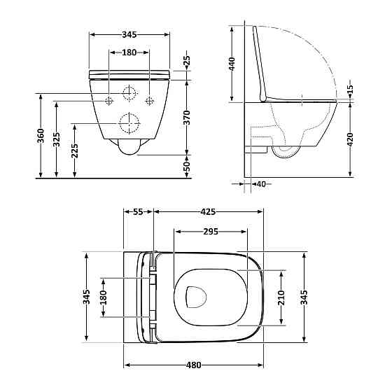 Унітаз підвісний Qtap Tern New Ultra Quiet із сидінням із сидінням Soft-Close MATT BLACK QT17332303ASMB Київ