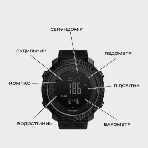 Часы мужские водостойкие тактические North Edge Apache Iron Edition (2 ремешка) Киев
