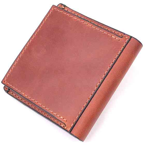 Чоловічий гаманець із вінтажної шкіри із монетницею Слава ЗСУ GRANDE PELLE 16756 Світло-коричневий Київ