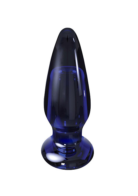 Скляна анальна пробка із вібрацією ToyJoy Buttocks конічної форми, синя Sex Aura Київ - фото 1