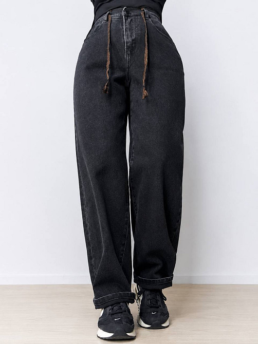 Джинсы женские Vanver 82219 Mom Baggy бананы на резинке стрейчевые черные, черный, З4, 34, 97 см, 124 см Киев - изображение 5