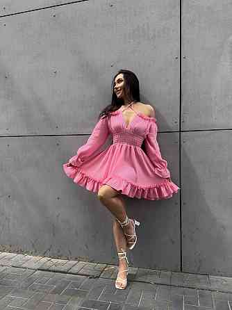 Женское летнее романтичное мини платье натуральный муслин Персик, 46/48 Одесса