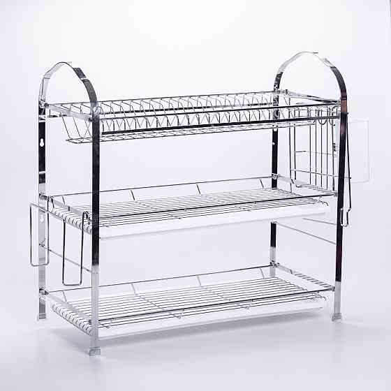 Сушарка кухонна з хромованої сталі трирівнева з піддонами і тримачами HP-46-12 Київ