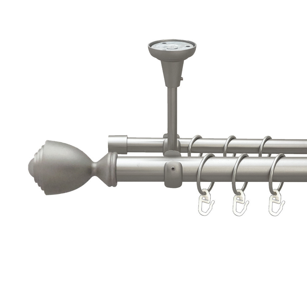 Карниз Orvit Палаціо металевий дворядний відкритий до стелі гладка труба кільце металеве Сатин 25\16 мм 160 см (00-00023820) Львів - фото 1