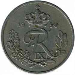 Монета 10 ере. 1948-1960 рік, Данія. (В) Полтава
