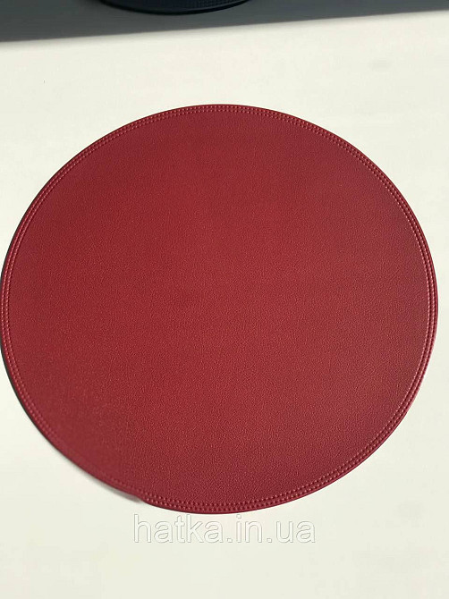 Серветка під тарілку підтарильник PU шкіра 38 см "Панкейк" кругла бордова для дому та ресторану Київ - фото 2