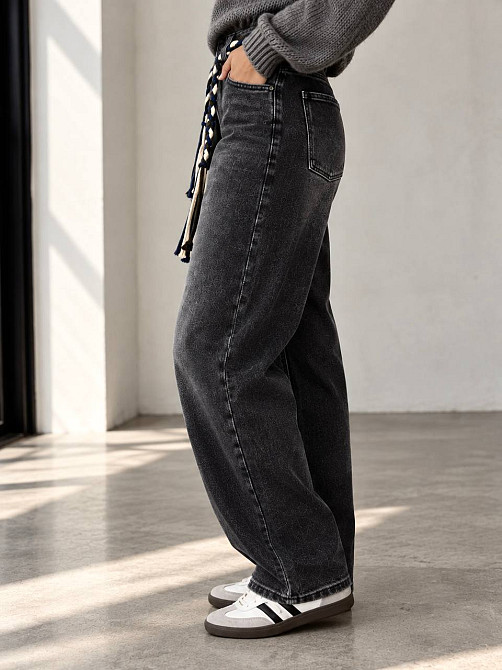 Джинсы женские Vanver 82216 baggy MOM бананы американки с поясом черные, черный, 29, 29, 83 см, 113 см Киев - изображение 3