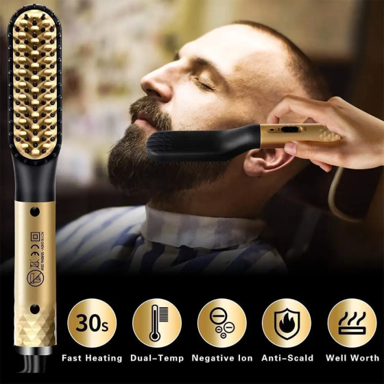 Керамический выпрямитель для бороды и волос 2 в 1 Beard & Hair Straightener 35 Вт, расческа-выпрямитель, 3 температурных режима Киев