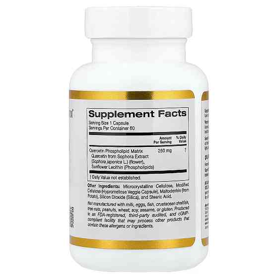 Кверцетин California Gold Nutrition Quercetin Phytosome Quercefit®, 250 mg, 60 Veggie Capsules Луцьк