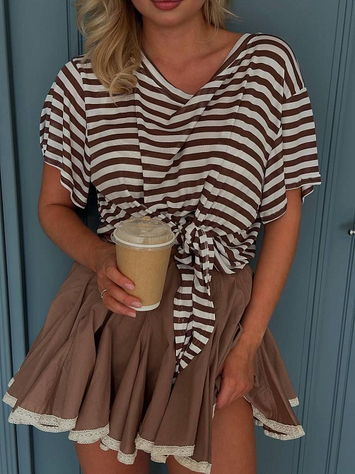 Женская воздушная романтичная мини юбка Капучино Одесса - изображение 7