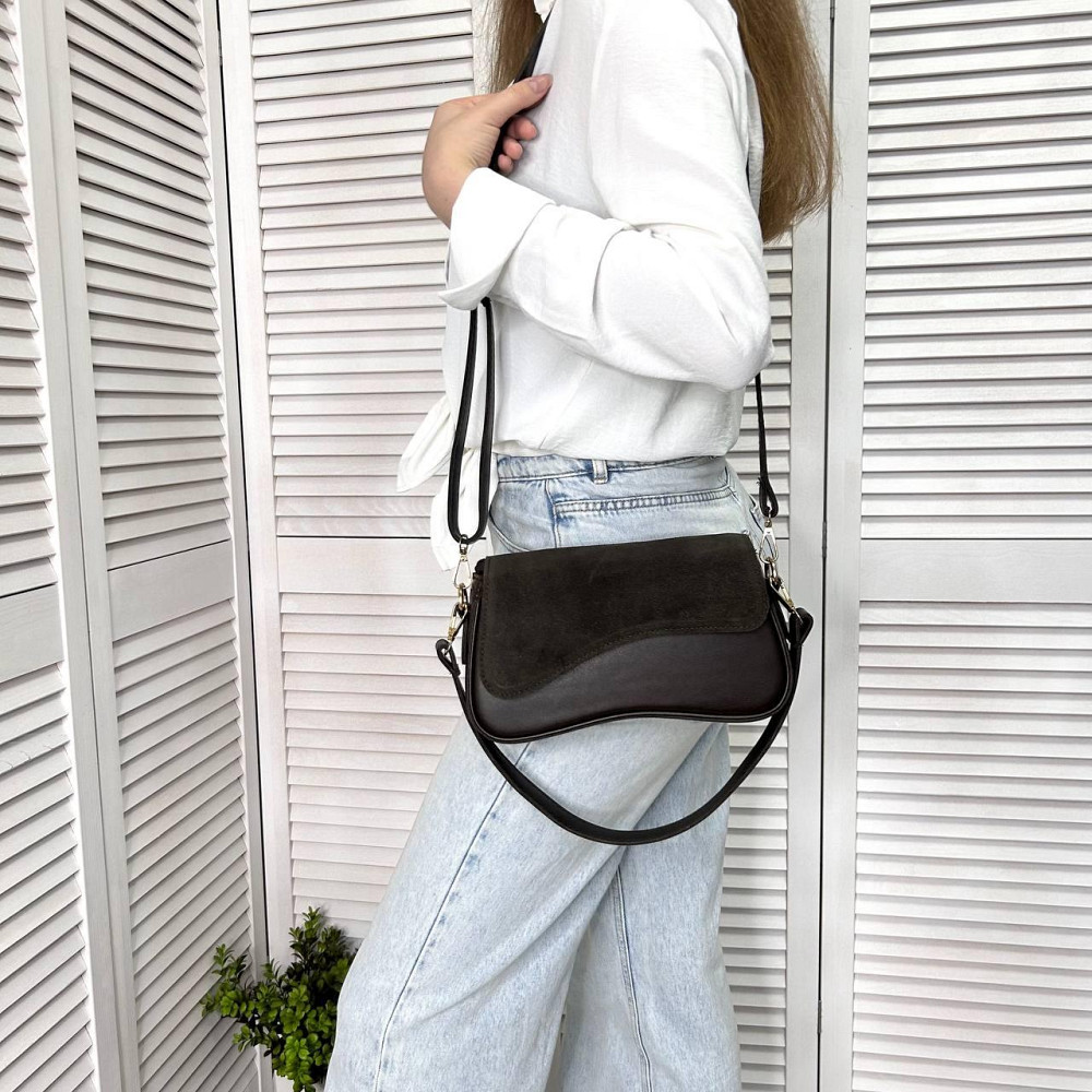 Красивый, стильный клатч. НАТУРАЛЬНАЯ ЗАМША+эко кожа. Коричневый. 301-41 Киев - изображение 1