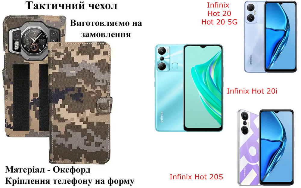 Тактический чехол для Honor 90, Honor 90 Lite 5G, Honor 90 Pro, крепится к снаряжению на липучке Киев - изображение 1